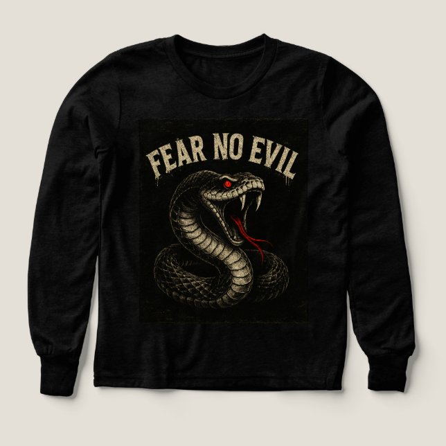 FEAR NO EVIL - Fierce Black Cobra Snake Graphic (Design Vorderseite)