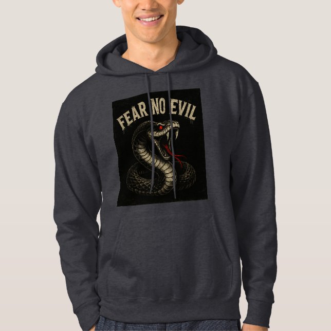 FEAR NO EVIL - Fierce Black Cobra Snake Graphic Hoodie (Vorderseite)