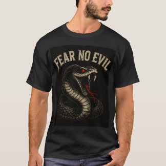 FEAR NO EVIL - Fierce Black Cobra Snake Graphic T-Shirt