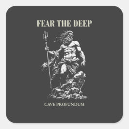 Fear the Deep – Poseidon Mythic  Quadratischer Aufkleber