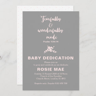Fearful & Wonderful Made Baby Dedication Invit Einladung