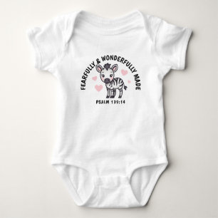 Fearful & Wonderful Made Zebra Scripture Baby Strampler