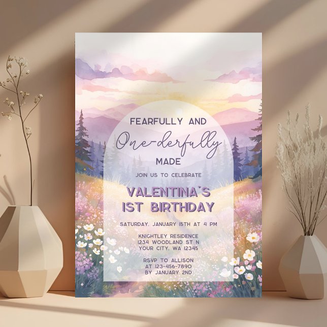 Fearfully and Onederfully Made Girl First Birthday Einladung (Von Creator hochgeladen)