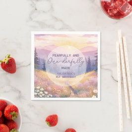 Fearfully and Onederfully Made Girl First Birthday Serviette