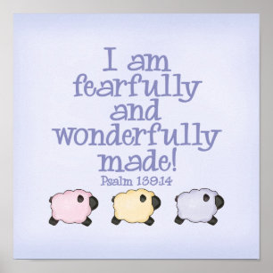Fearfully and Wonderfully Made 12x12 Print - Blue Poster