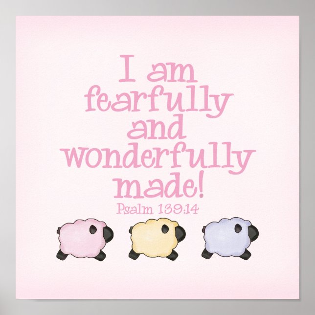 Fearfully and Wonderfully Made 12x12 Print - Pink Poster (Vorne)