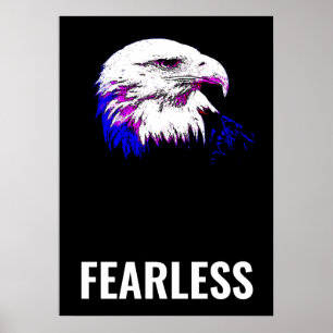 Fearless Bald Eagle Motivierend Courage Artwork Poster