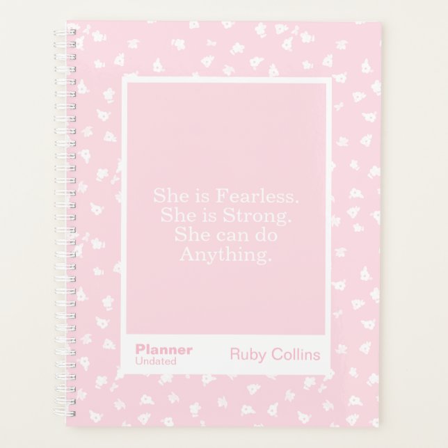 Fearless Blush Minimal Floral Quote Planer (Vorderseite)