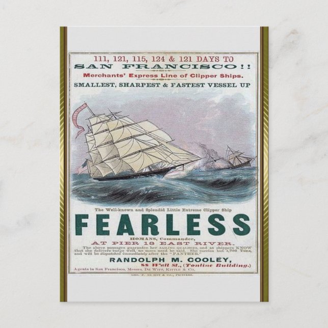Fearless Clipper Segelsport Postkarte (Vorderseite)