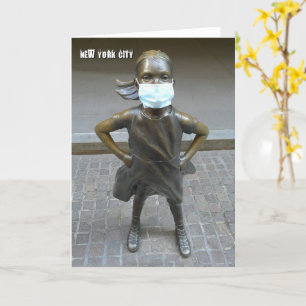 Fearless Girl mit Gesichtsmaske - NYC V card Karte