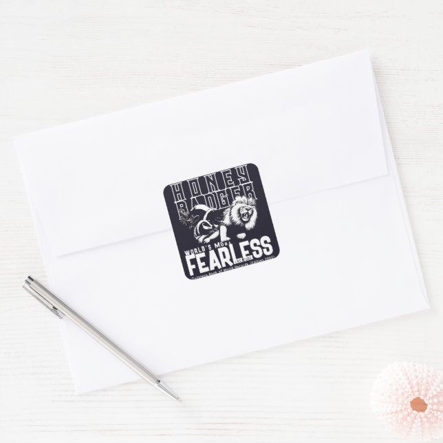 FEARLESS Honey Badger Quadratischer Aufkleber (Umschlag)