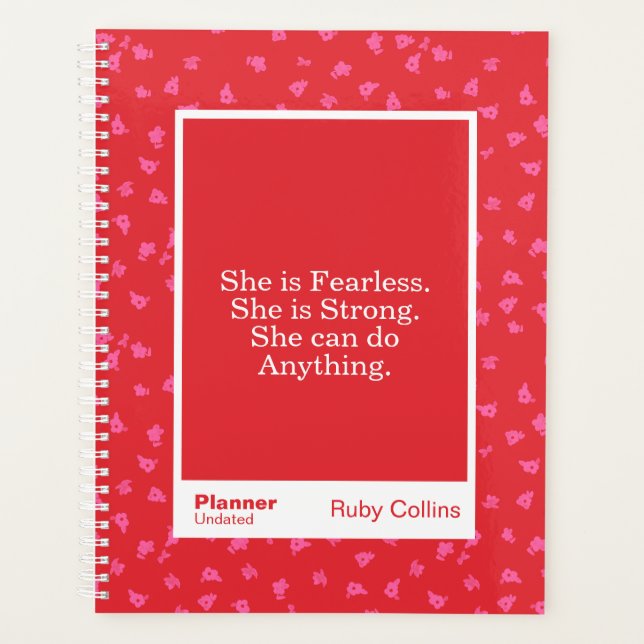 Fearless Red Floral Motivational Quote (Devant)