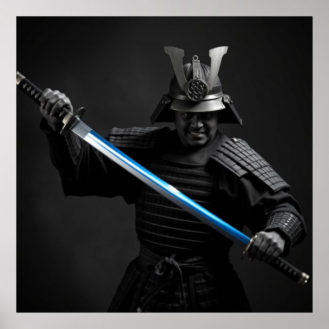 Fearless Samurai Warrior - Kohle Kunst der Ehre a Poster (Vorne)