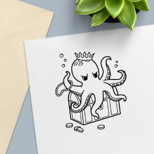 Fearsome Octopus Guarding Treasure Color Me Permastempel