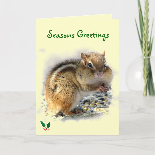 Feasting-Chipmunk-Frohe Festtage Feiertagskarte (Vorderseite)