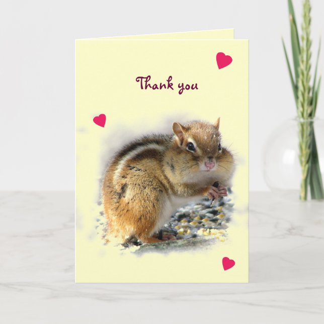 Feasting Chipmunk Thank You Greting Card Dankeskarte (Vorderseite)
