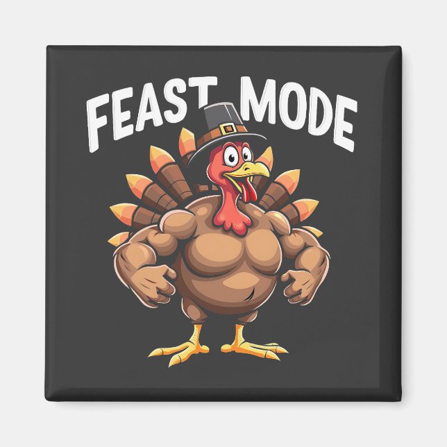 Feastmode Funny Erntedank Türkei Fitness Essen Magnet (Vorne)