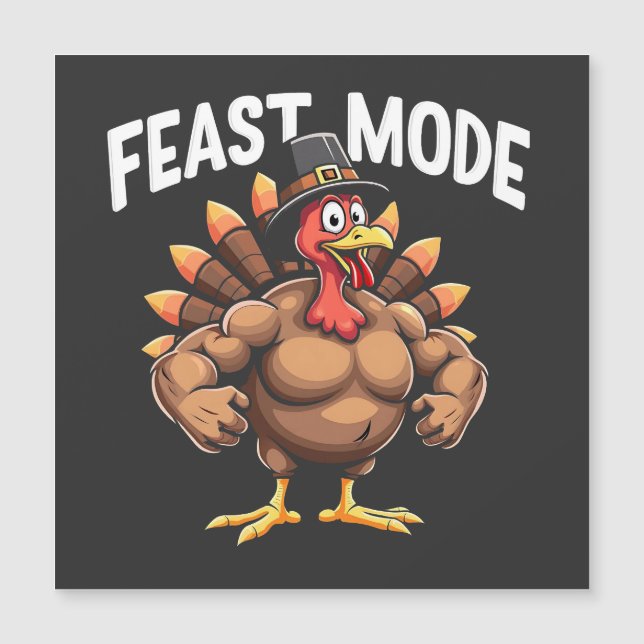 Feastmode Funny Erntedank Türkei Fitness Essen Magnetkarte (Vorderseite)