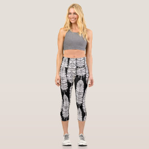 Feathboho: Schwarzweißmuster Capri Leggings
