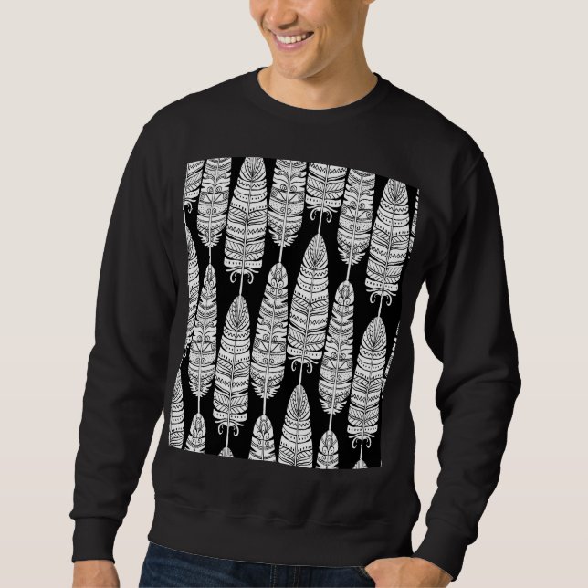 Feathboho: Schwarzweißmuster Sweatshirt (Vorderseite)