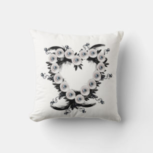 Feather and Black Pearl Heart Shape Kissen