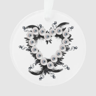 Feather and Black Pearl Heart Shape Ornament