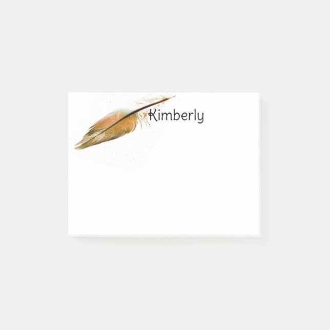  feather art brown and white personalize it  post-it klebezettel (Vorderseite)