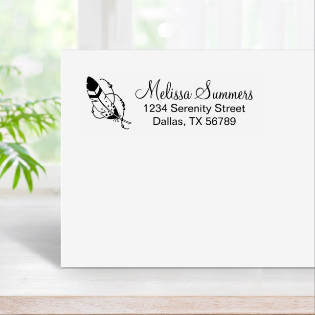 Feather Beads Tribal Boho Amulet Adresse Gummistempel (Von Creator hochgeladen)