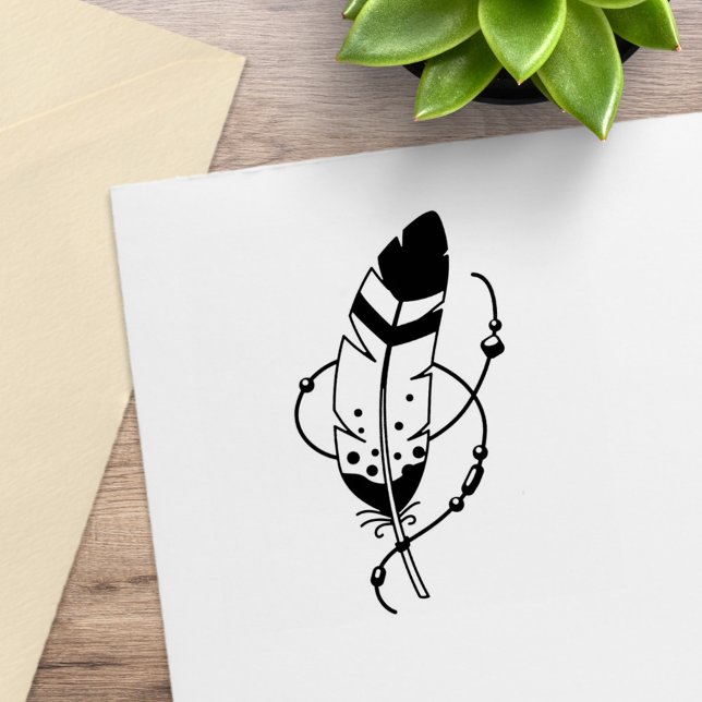 Feather Beads Tribal Boho Amulet Gummistempel (Von Creator hochgeladen)