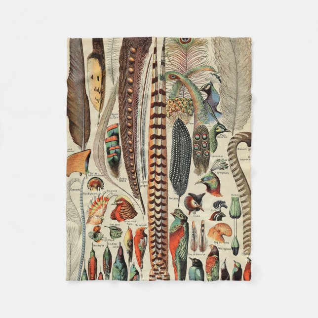 Feather Bird Wildlife Antique Feathers Fleecedecke (Vorderseite)