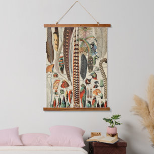 Feather Bird Wildlife Antique Feathers Wandteppich Mit Holzrahmen