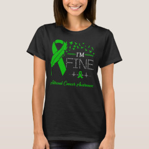 Feather Birds I'm Fine Adrenale Cancer Awareness T-Shirt