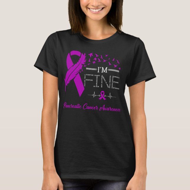 Feather Birds I'm Fine Bauchspeicheldrüsenkrebs Be T-Shirt (Vorderseite)