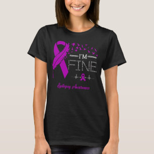 Feather Birds I'm Fine Epilepsy Awareness T-Shirt