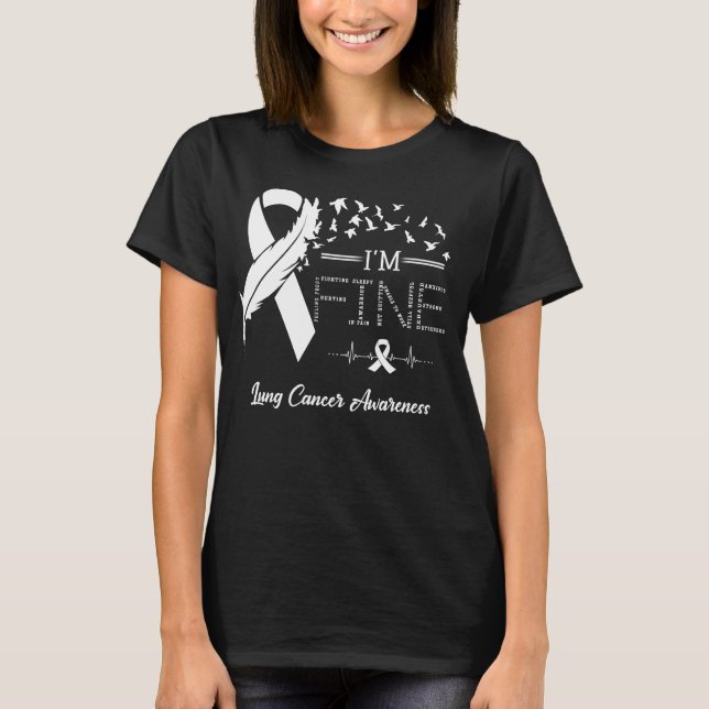 Feather Birds I'm Fine Lung Cancer Awareness T-Shirt (Vorderseite)