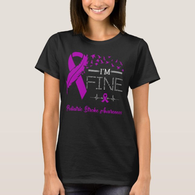 Feather Birds I'm Fine Pediatric Stroke Awareness T-Shirt (Vorderseite)