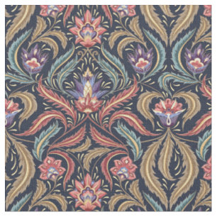 Feather Blätter Floral Damask Green Pink Lavendel Stoff