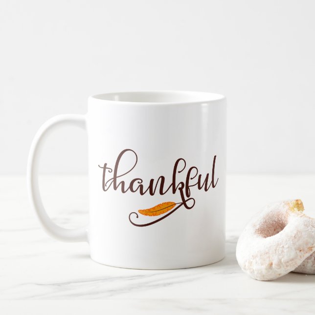 Feather Boho Native Thankful Typografy Kaffeetasse (Mit Donut)
