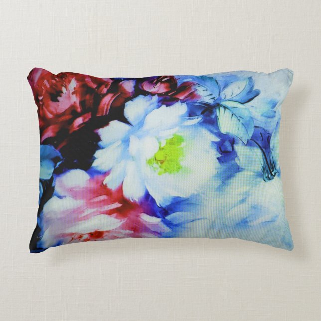 Feather Brushed Wasserfarbe Rose Kissen Kissen (Vorderseite)