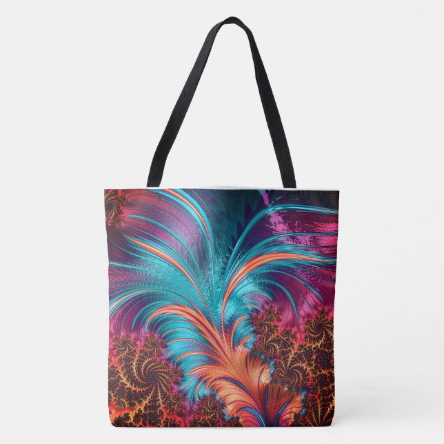 Feather Fraktal Abstrakt Tasche (Vorderseite)