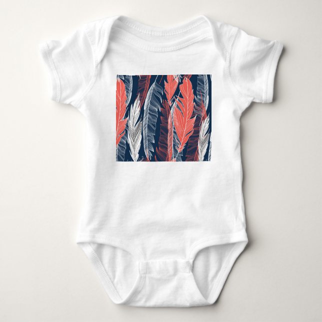 Feather Graphics, schönes nahtloses Muster. Baby Strampler (Vorderseite)