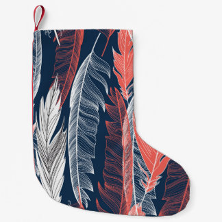 Feather Graphics, schönes nahtloses Muster. Kleiner Weihnachtsstrumpf