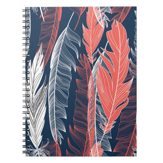 Feather Graphics, schönes nahtloses Muster. Notizblock (Vorderseite)