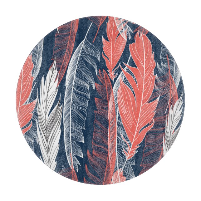Feather Graphics, schönes nahtloses Muster. Schneidebrett (Vorderseite)