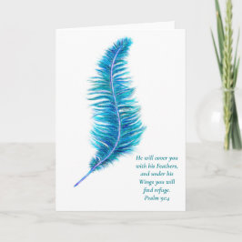 Feather Greeting Card Psalm 91:4 Karte