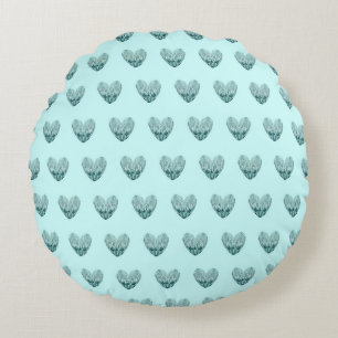 Feather heart in soft green rundes kissen