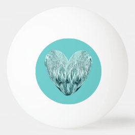 Feather heart in soft green tischtennisball