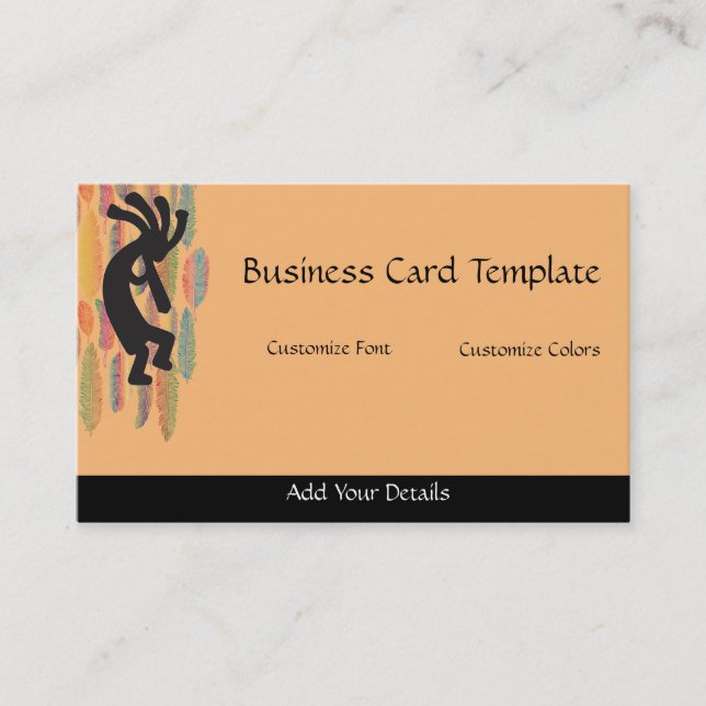 Feather Kokopelli Logo Business Card Visitenkarte (Vorderseite)