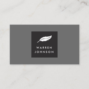 Feather Logo auf Schwarz/Grau für Autoren und Auto Visitenkarte