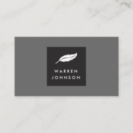 Feather Logo auf Schwarz/Grau für Autoren und Auto Visitenkarte